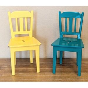 Dept 56 Miniature Chair Salt Pepper Shaker Set 4" Metal Enamel Green Yellow